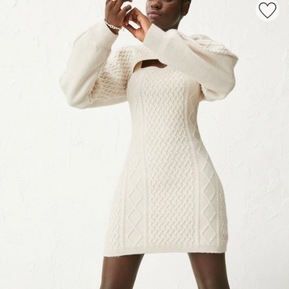 H&M knit cable dress with mock turtleneck selling as a set